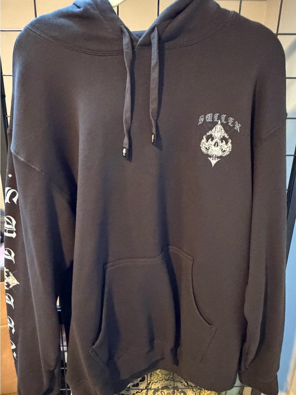 Sullen Graphic Blackish Gray Hoodie for Men Size L